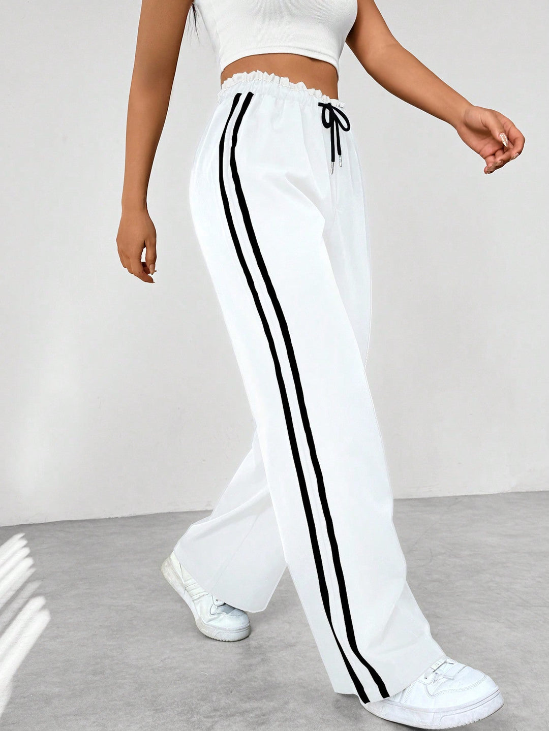 Pantalon Large Rayures Femme