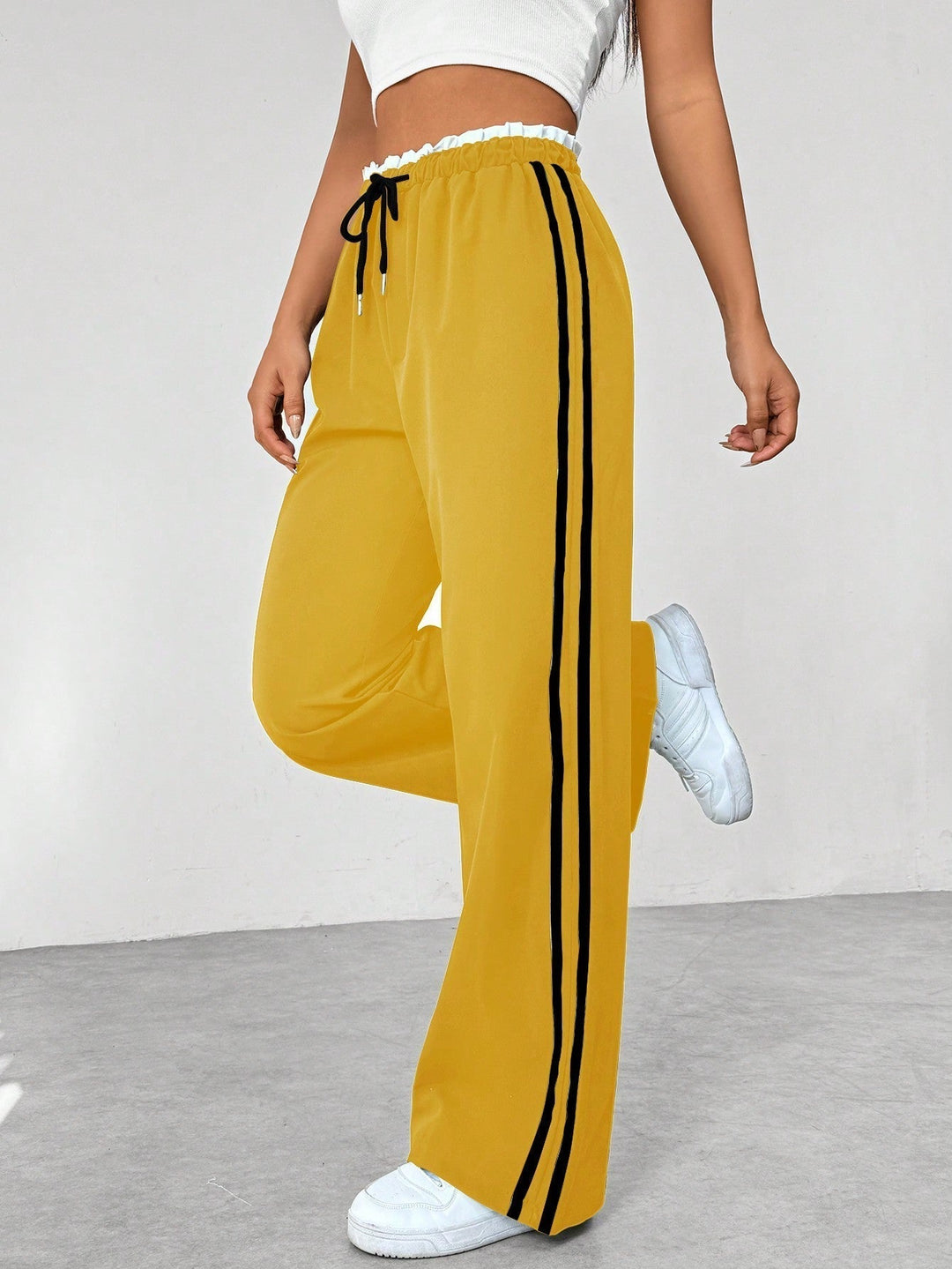 Pantalon Large Rayures Femme