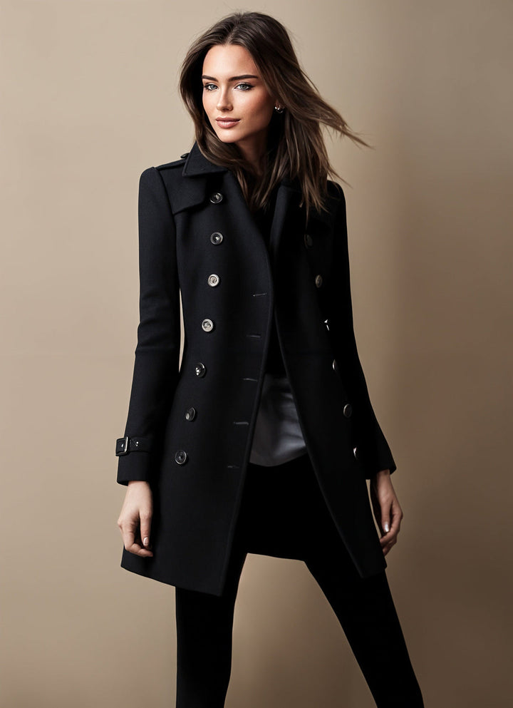 Manteau Croisé à Revers Structurés Femme