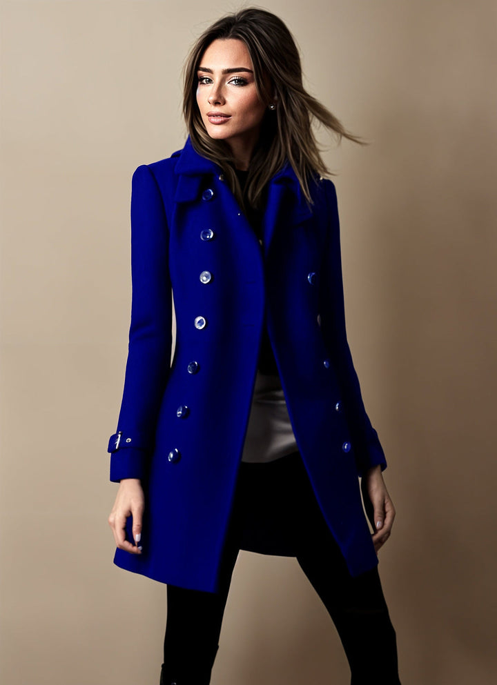 Manteau Croisé à Revers Structurés Femme