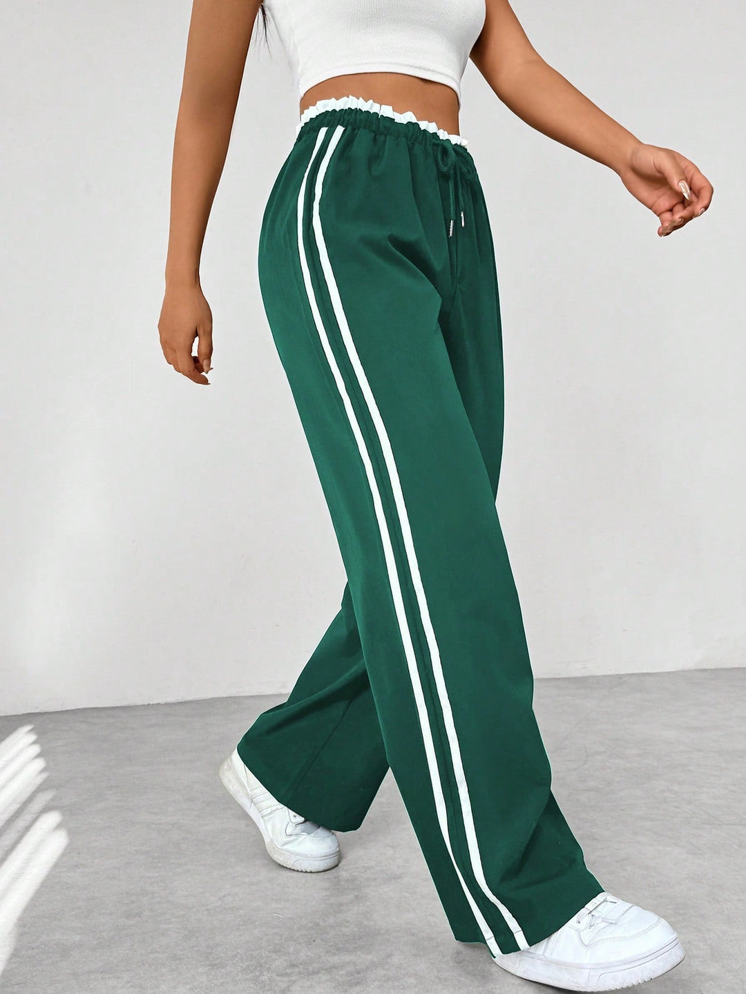 Pantalon Large Rayures Femme