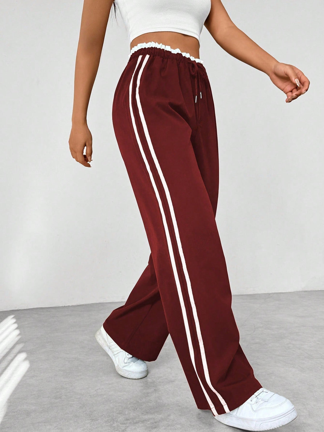 Pantalon Large Rayures Femme