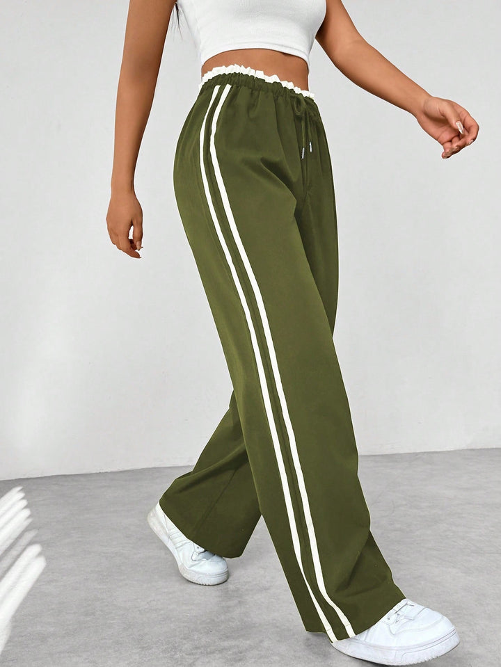 Pantalon Large Rayures Femme