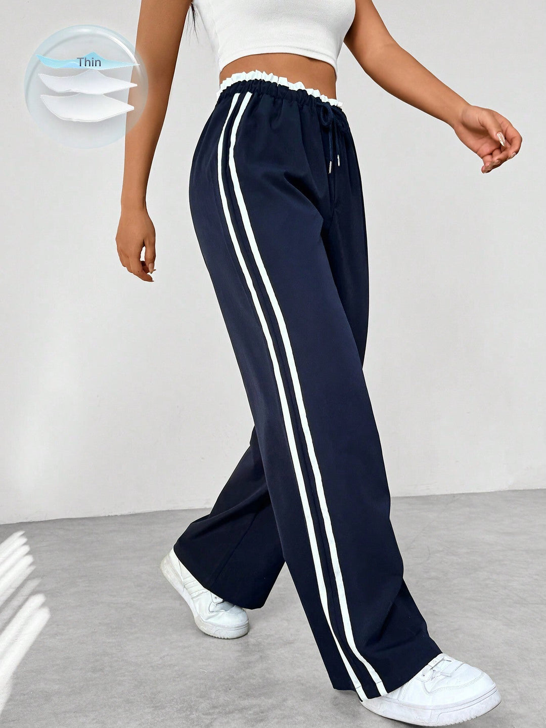 Pantalon Large Rayures Femme