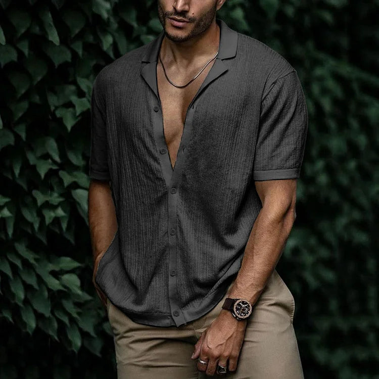 Chemise Texturée Manches Courtes Homme