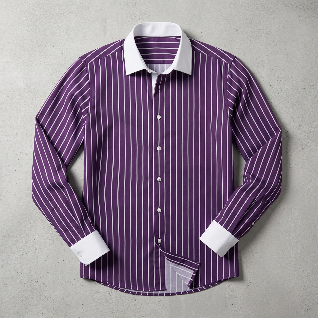Chemise Rayée Col Contrastant Homme