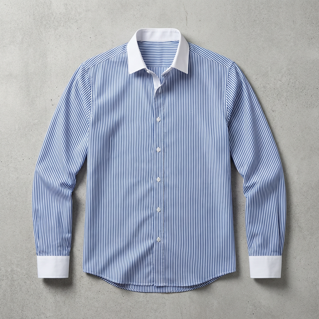 Chemise Rayée Col Contrastant Homme