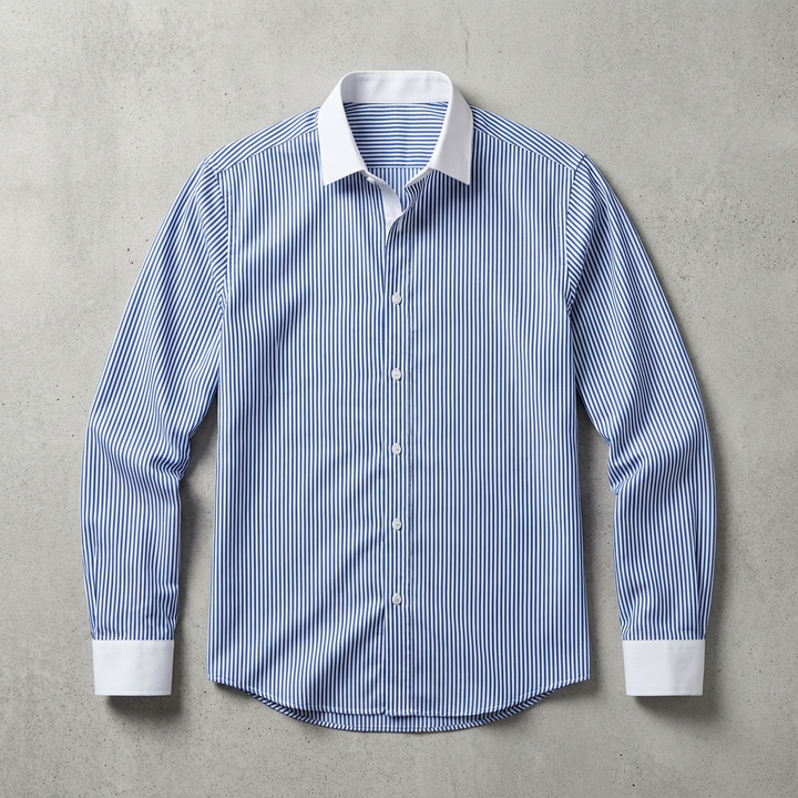 Chemise Rayée Col Contrastant Homme