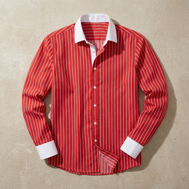Chemise Rayée Col Contrastant Homme