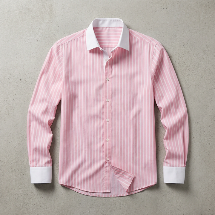 Chemise Rayée Col Contrastant Homme