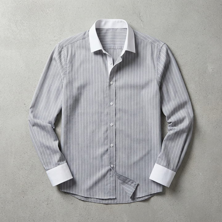 Chemise Rayée Col Contrastant Homme