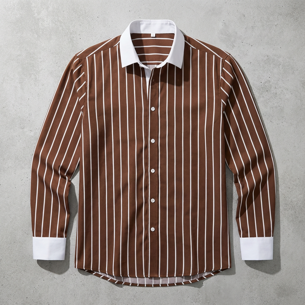 Chemise Rayée Col Contrastant Homme