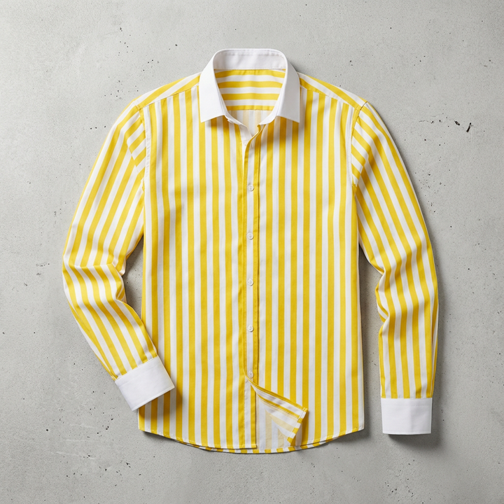 Chemise Rayée Col Contrastant Homme