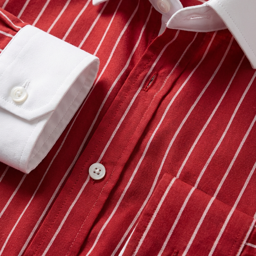Chemise Rayée Col Contrastant Homme