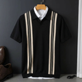Men's Striped Knit Polo Shirt