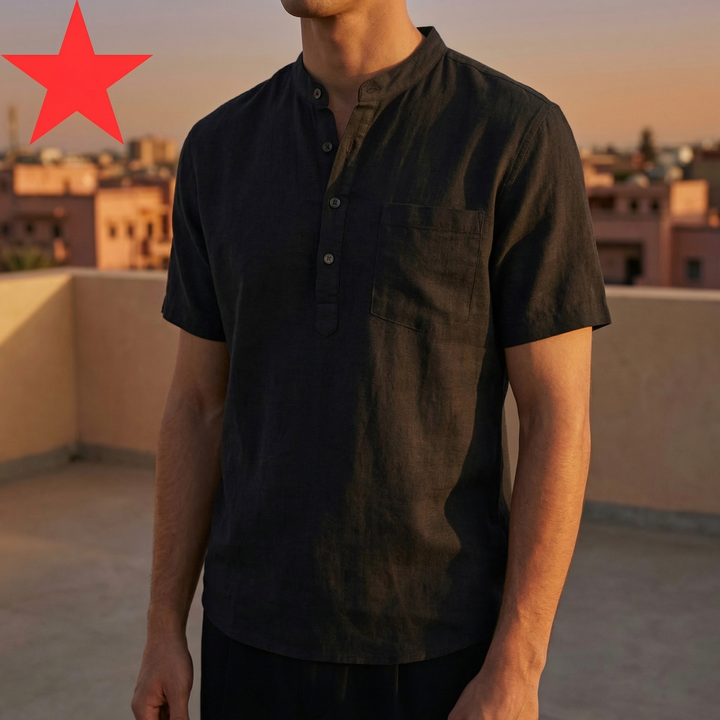 Chemise Col Mao Manches Courtes Homme