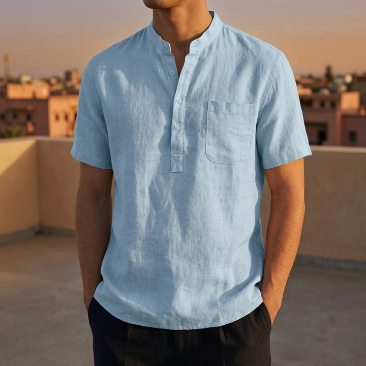 Chemise Col Mao Manches Courtes Homme