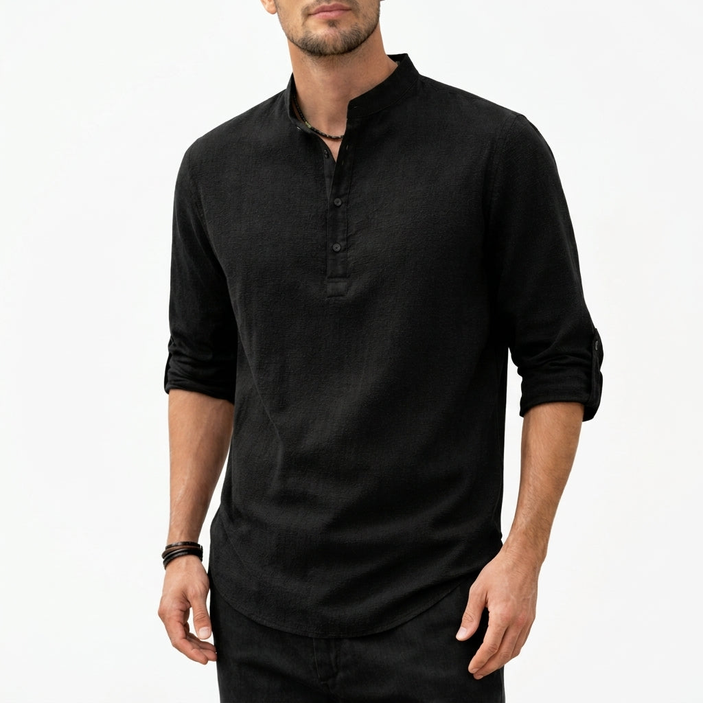 Chemise Décontractée à Col Mao Homme