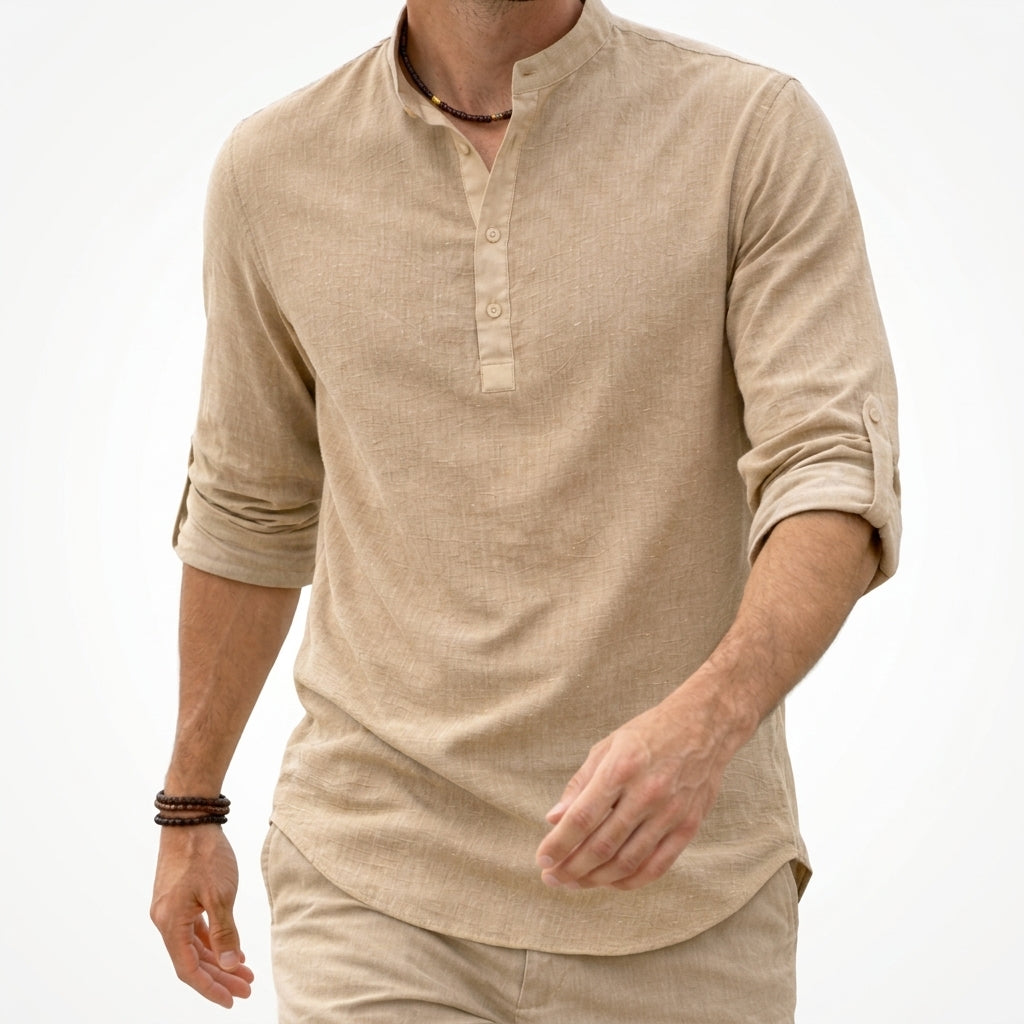 Chemise Décontractée à Col Mao Homme
