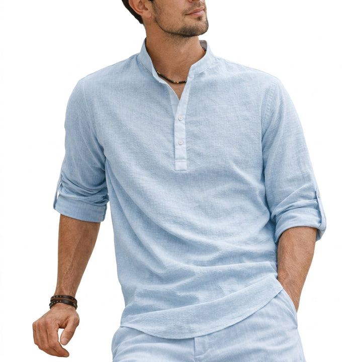 Chemise Décontractée à Col Mao Homme