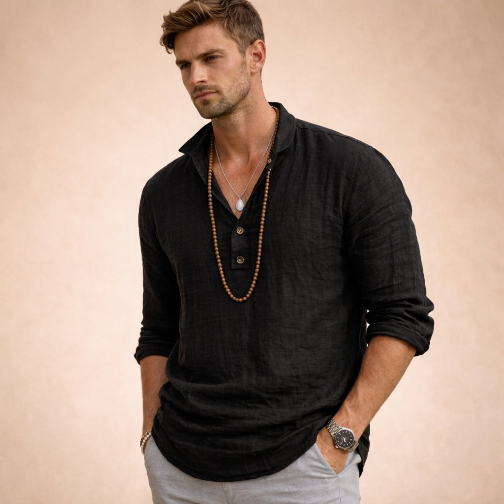 Chemise Henley Texturée Homme