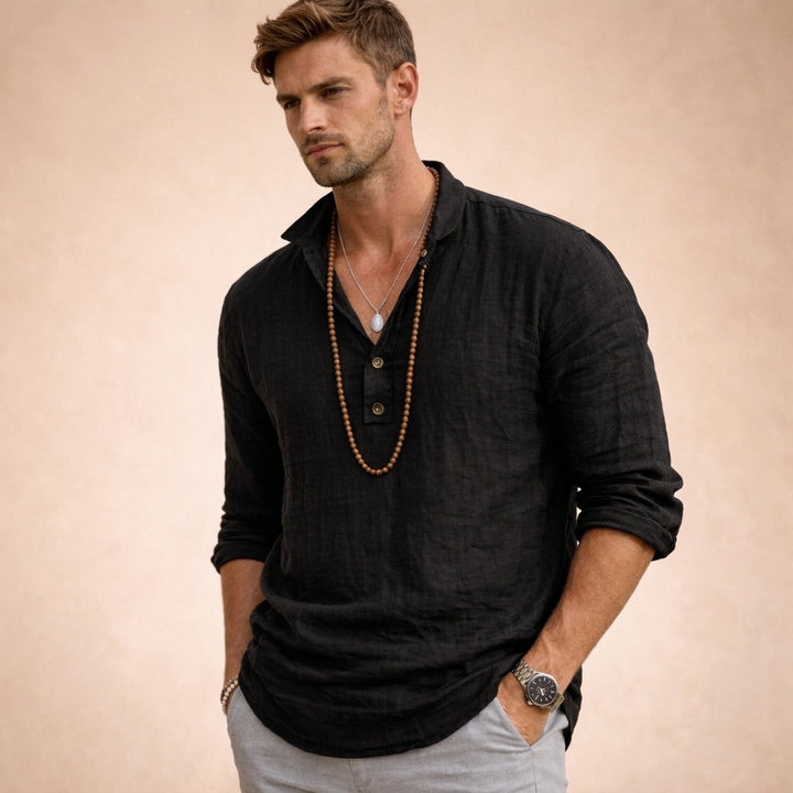 Chemise Henley Texturée Homme