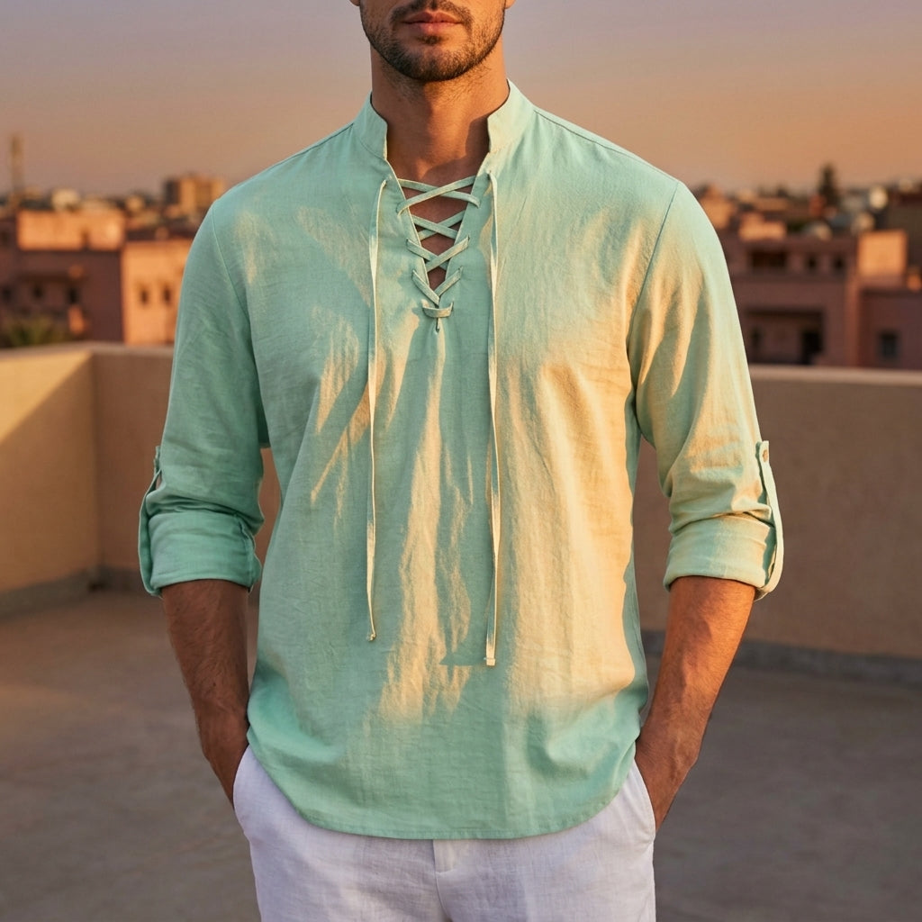 Chemise Col Mao Lacée Homme