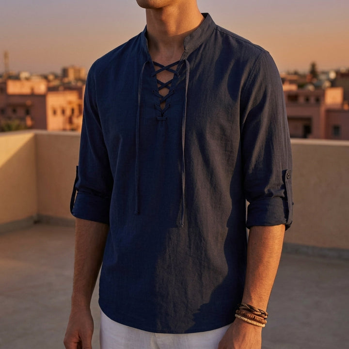 Chemise Col Mao Lacée Homme