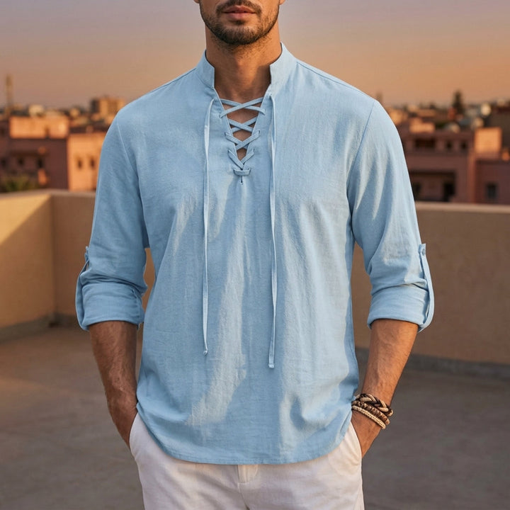 Chemise Col Mao Lacée Homme