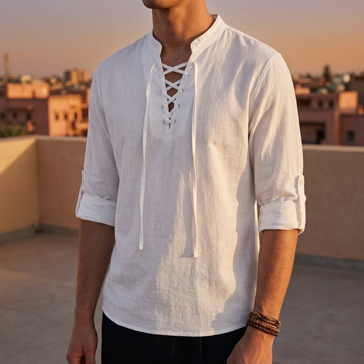 Chemise Col Mao Lacée Homme