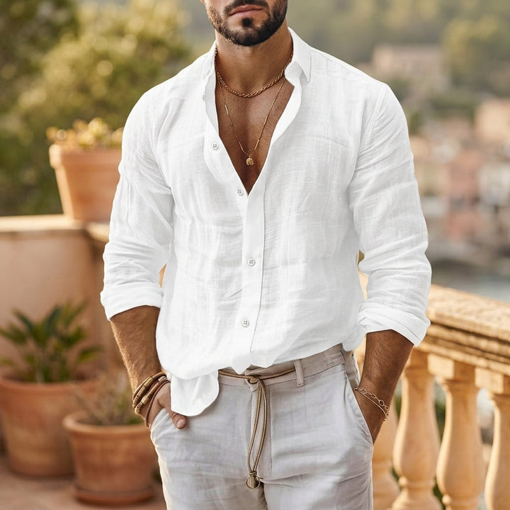 Chemise Texturée à Manches Longues Homme