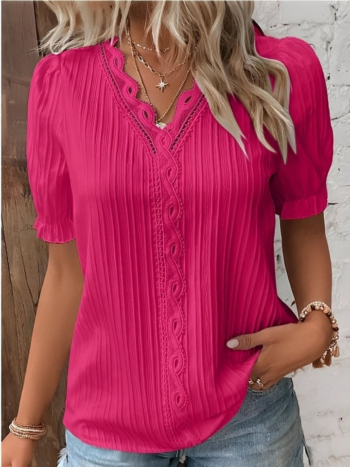Blouse Plissée Dentelle Femme