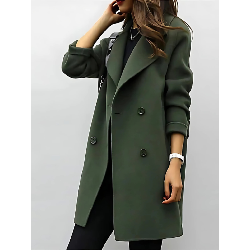 Trench Croisé à Revers Larges Femme