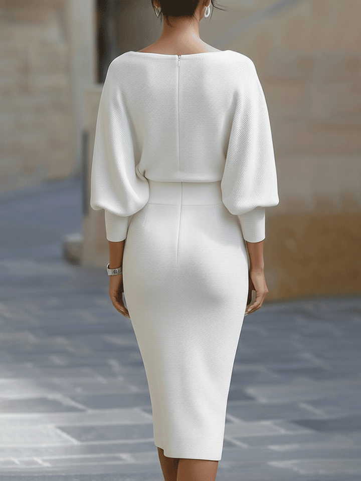 Robe Midi Drapée Ajustée Femme