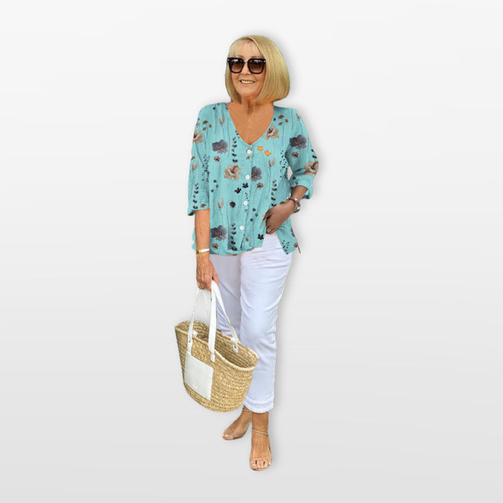 Blouse Fleurie Boutonnée Coupe Ample Femme