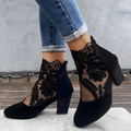 Bottines à Talon Motifs Floraux Femme