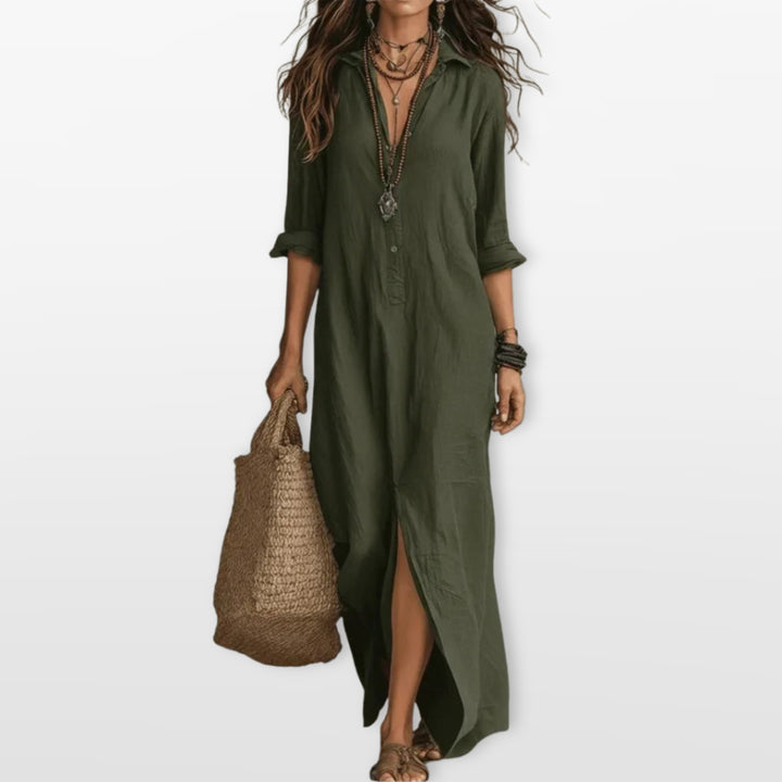 Robe Longue Ample Boutonnée Femme