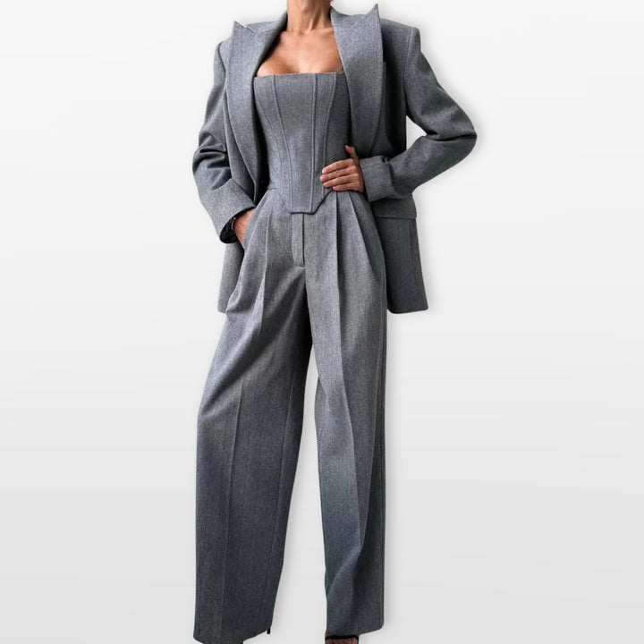 Ensemble Trois Pièces Tailleur Élégant Femme
