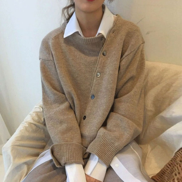 Cardigan Asymétrique à Boutons Femme