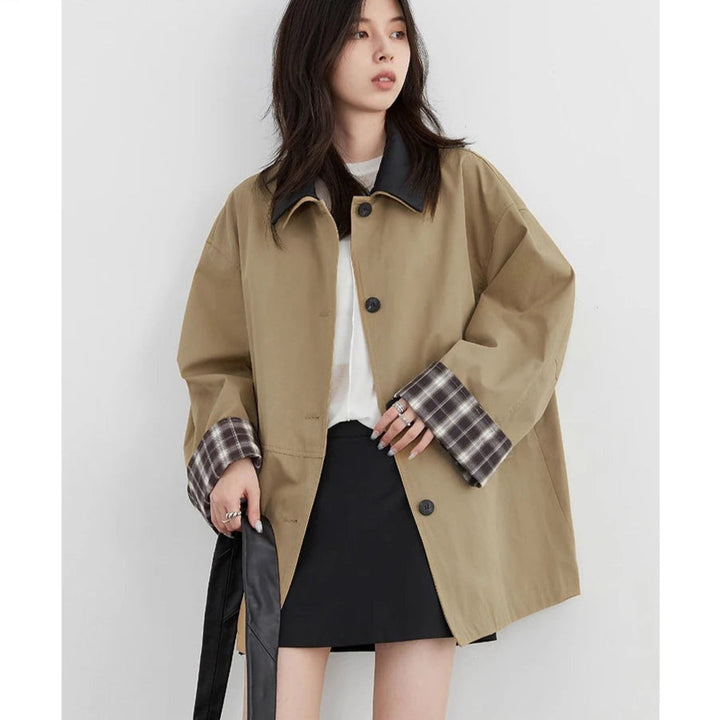 Veste Oversize à Col Contrasté Femme