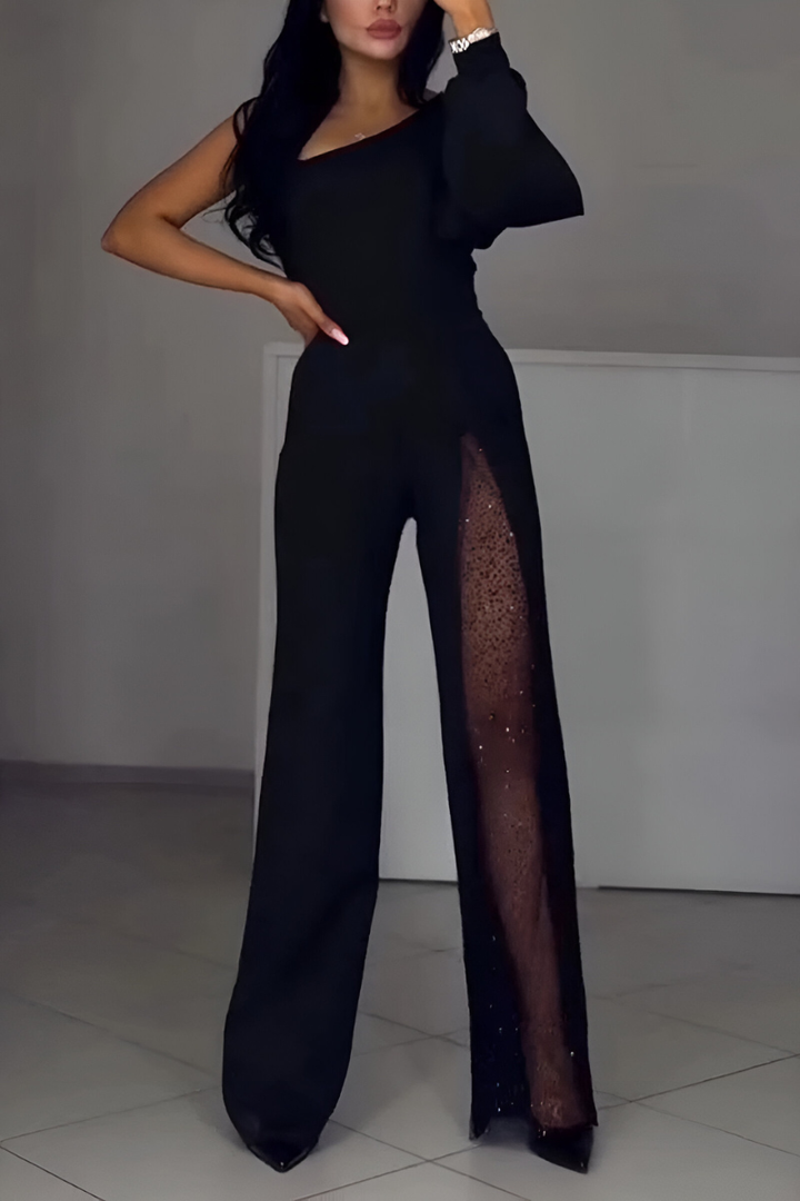 Combinaison Soirée Asymétrique à Jambe Large Femme
