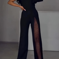 Combinaison Soirée Asymétrique à Jambe Large Femme