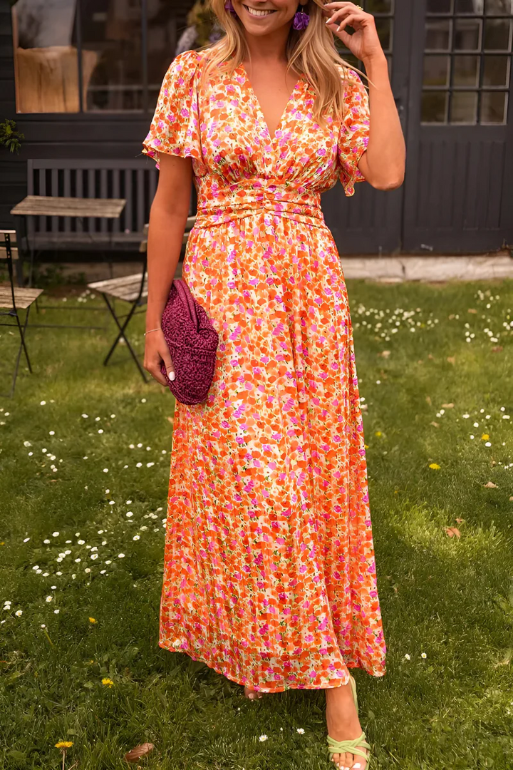 Robe Maxi Fleurie Col V Femme
