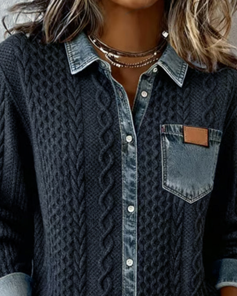 Chemise En Maille À Motifs Torsadés Femme