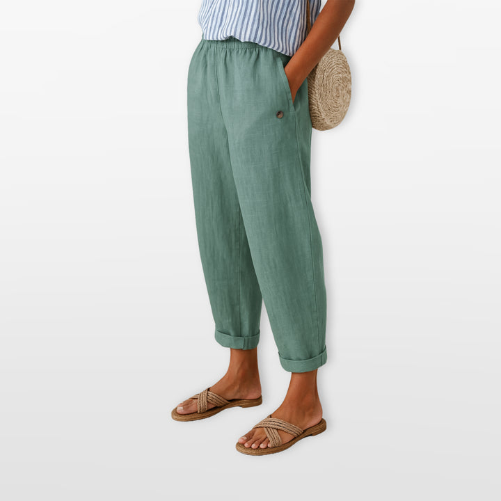 Pantalon Ample Court Taille Élastique Femme