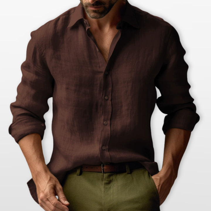 Chemise Lin Boutonnée Casual Homme