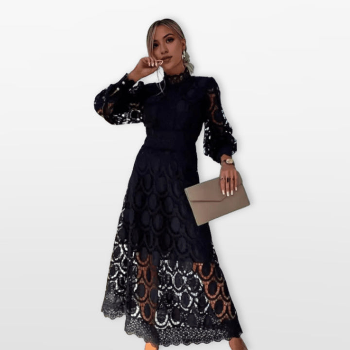 Robe Midi Dentelle Élégante Femme