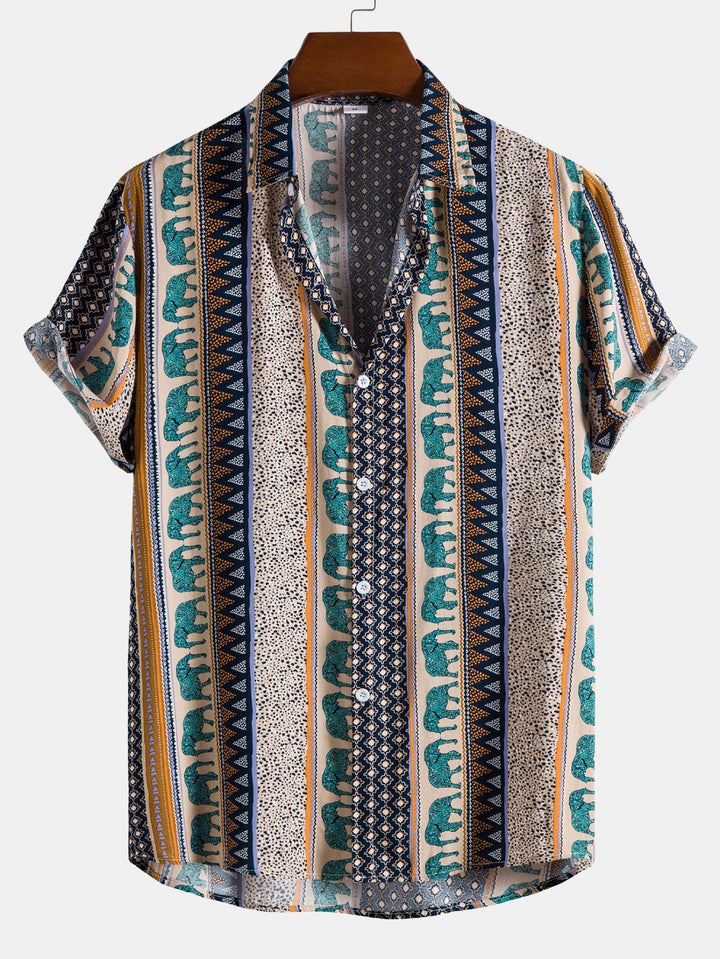 Chemise Imprimé Éléphant Décontractée Homme