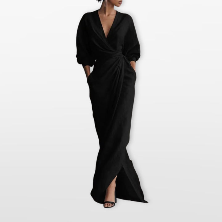 Robe Longue Drapée Élégante Femme