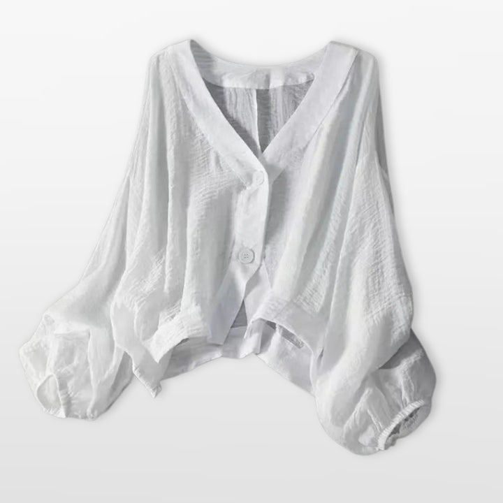 Blouse Ample Boutonnée Col V Femme